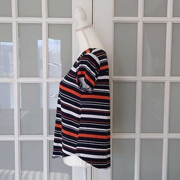 Alfani Petite Striped Shirttail T-Shirt Navy Bold Stripe - Picture 6 of 13